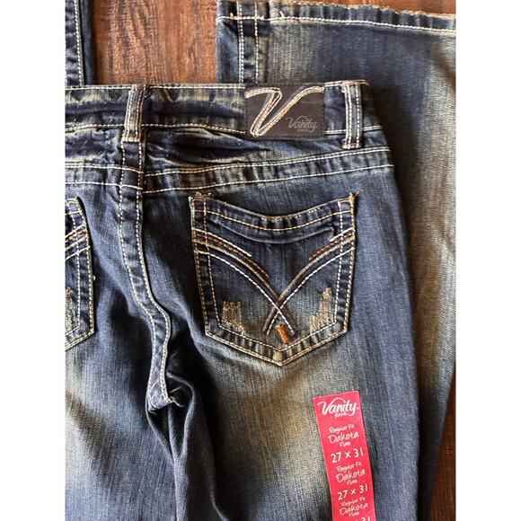 NWT Vtg Vanity Dakota Jeans Distressed Wide Leg Flare Bootcut Women’s 27x31 Y2K - Picture 7 of 7